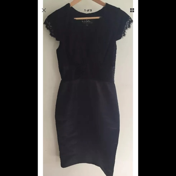 Nicole Miller Collection Black Lace/Satin Dress - Picture 1 of 6